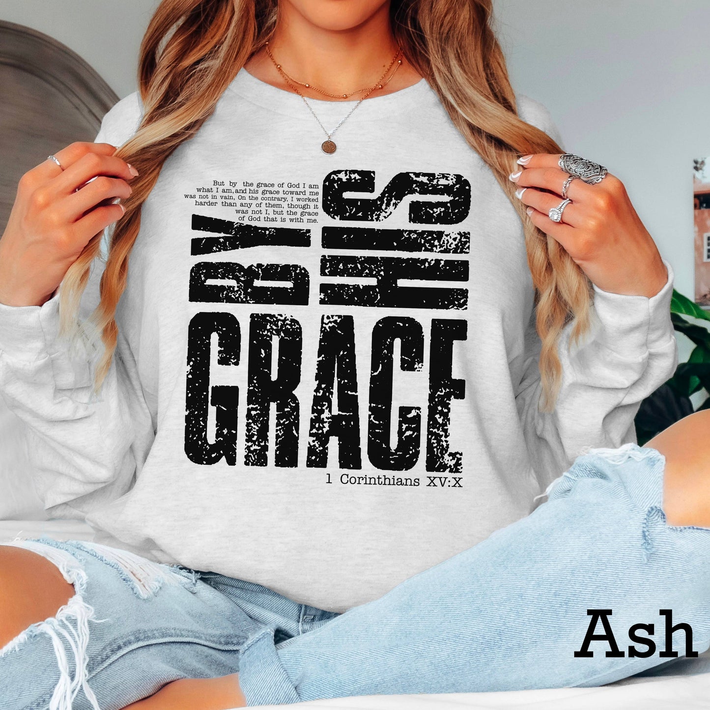 By His Grace Women’S Christian Long Sleeve Shirt | Gildan