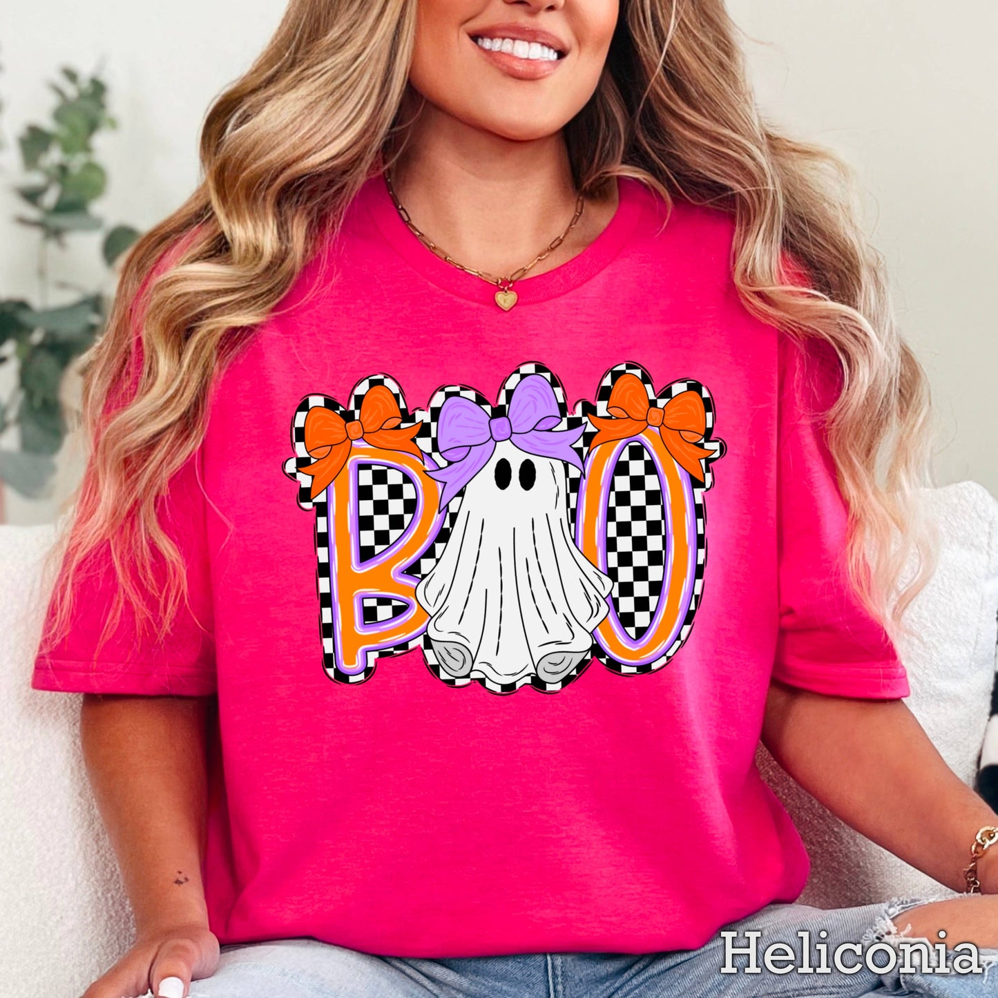 Checkered Boo  Halloween 2025 Women’S Graphic Tee | Gildan