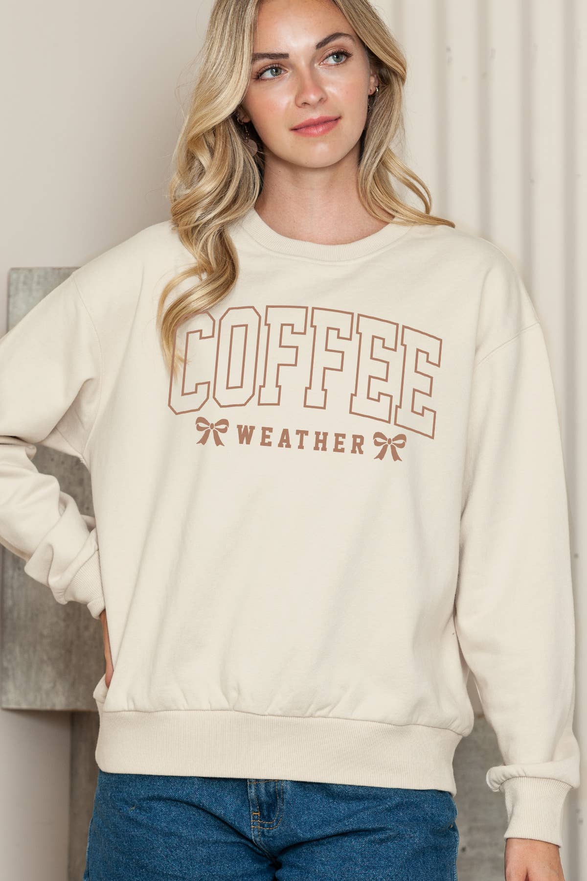 Women Coffee Graphic Print Solid Pullover Sweater