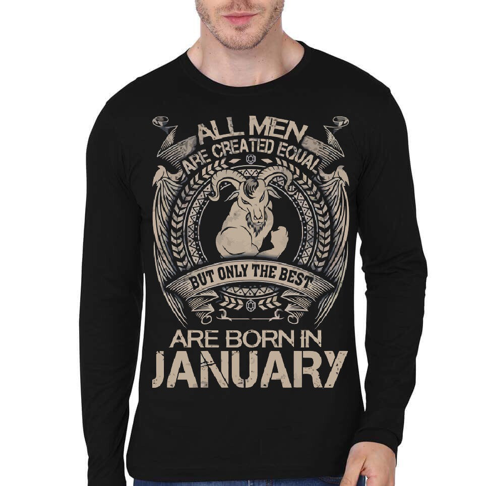 Legends Are Born In January Black Full Sleeve T-Shirt