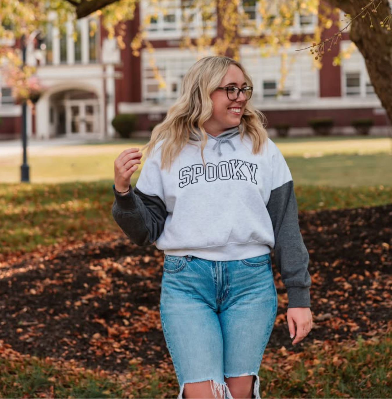 Spooky Varsity Colorblock Hoodie | Cropped Hoodie