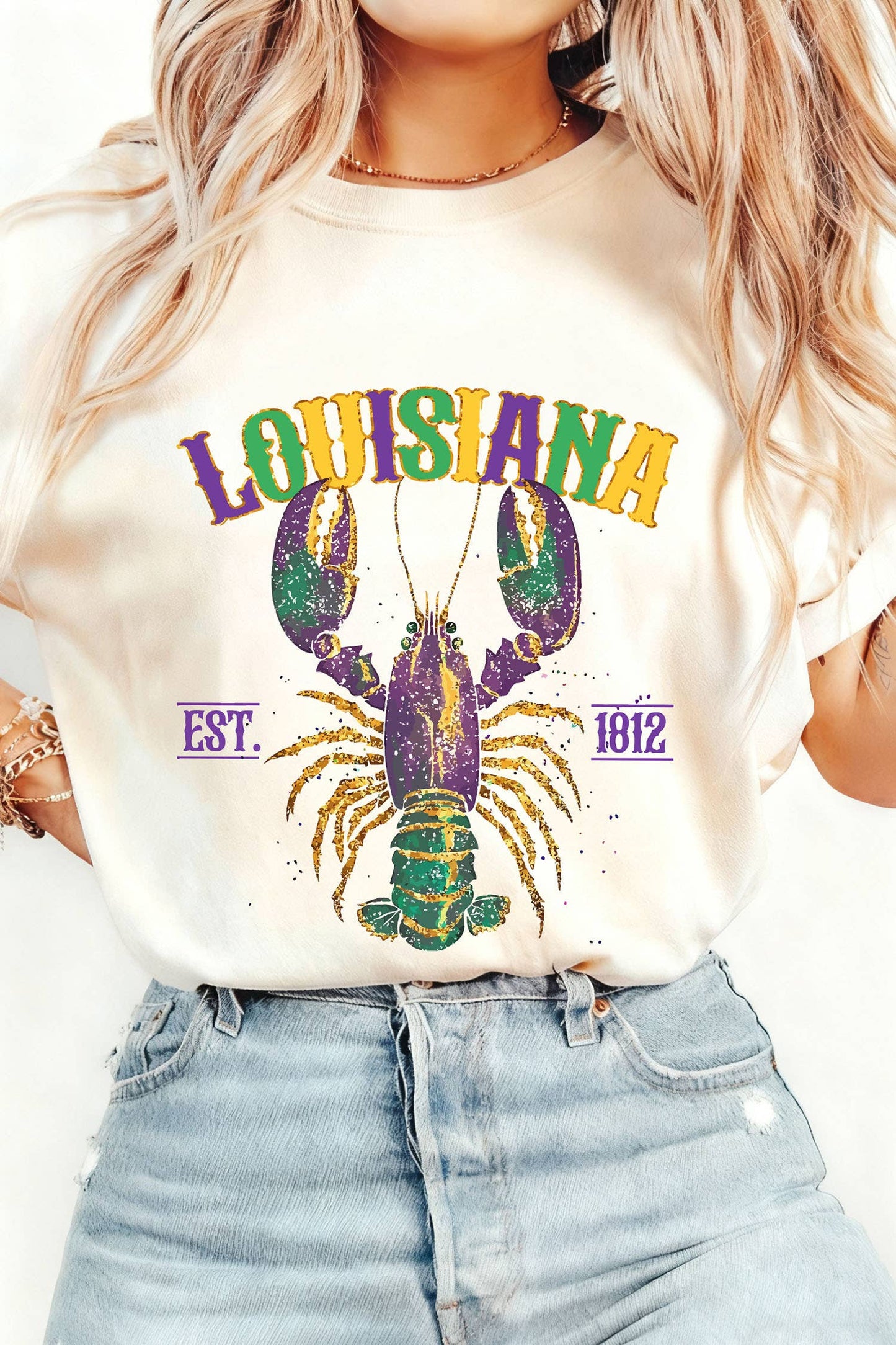 Louisiana Mardi Gras Crayfish Printed Casual T Shirt (S-3XL)
