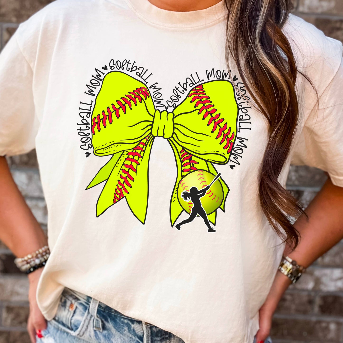 Softball Mom Coquette Bow Graphic Shirt | Comfort Colors