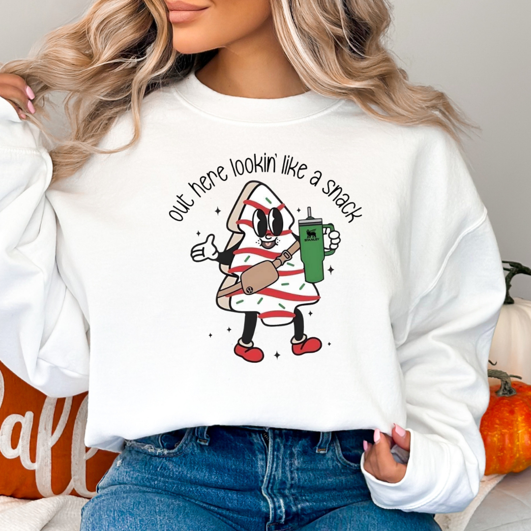 Out Here Lookin' Like A Snack Christmas Tree Cake Sweatshirt