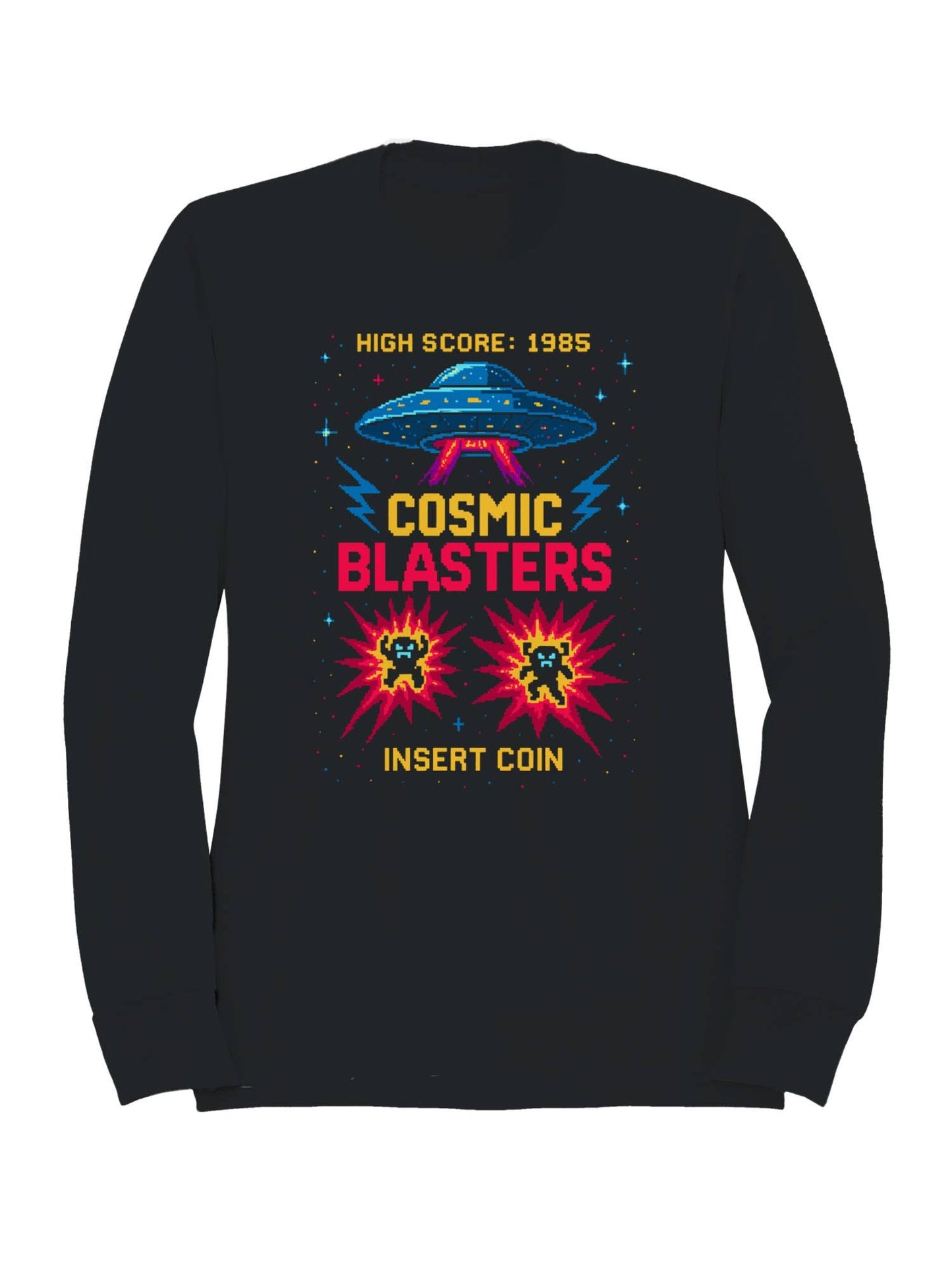 Cosmic Blasters Retro Arcade Art Men's Sweatshirt