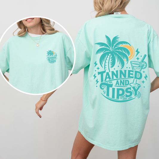 Tanned and Tipsy, Beach Fun, Drinking, Summer T-Shirt