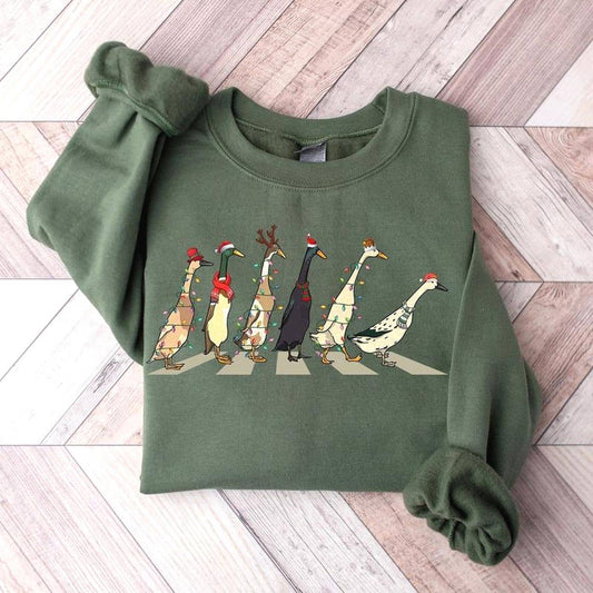 Christmas Ducks Sweatshirt  Funny Animal Crewneck For Women
