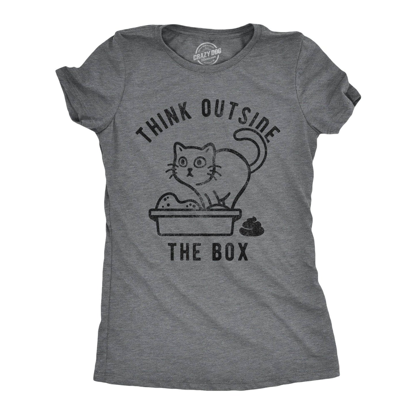 Think Outside the Litter Box Women's Tshirt Cat Graphic Tee