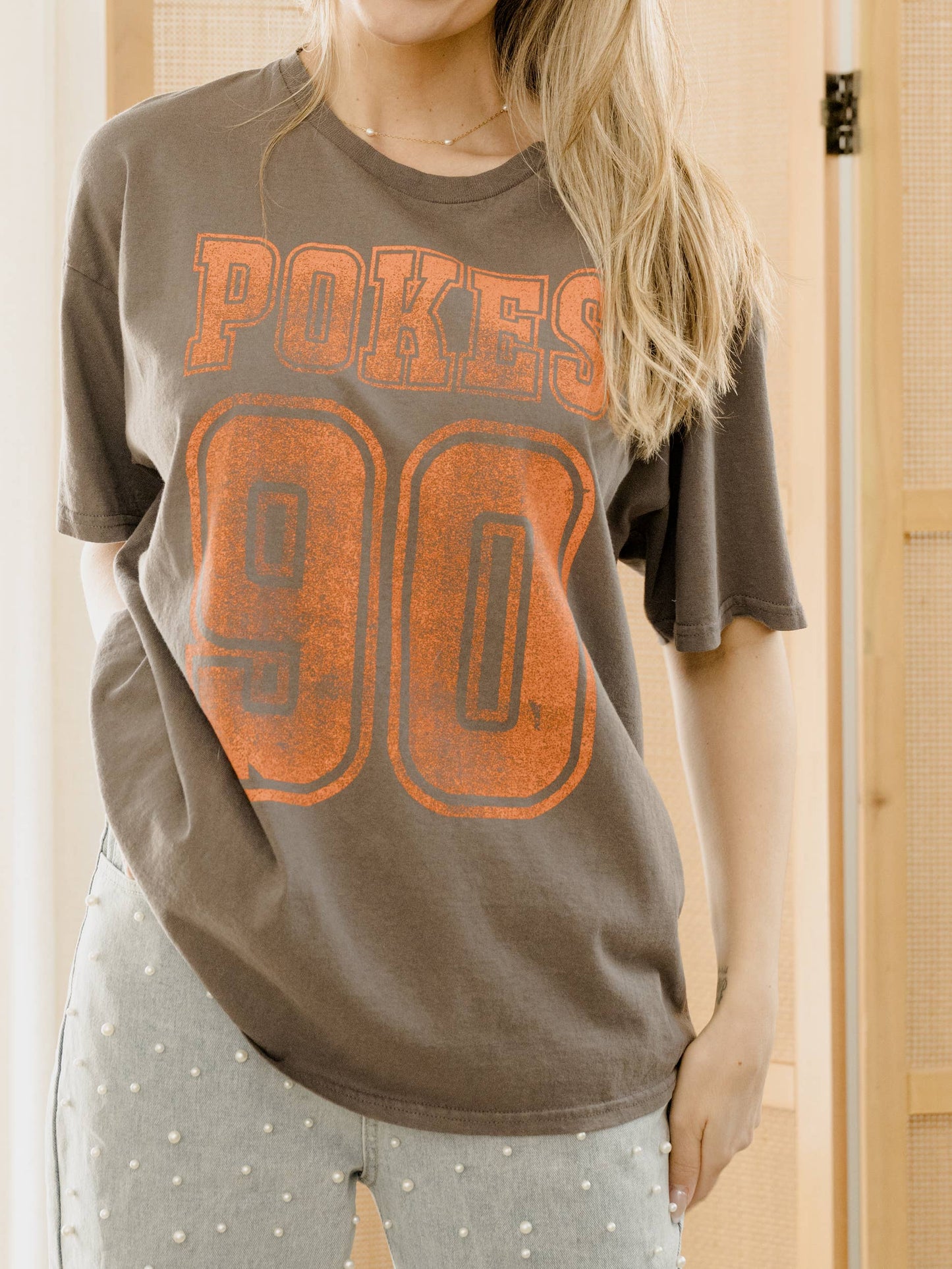 Oklahoma State Cowboys Player Charcoal Thrifted Tee