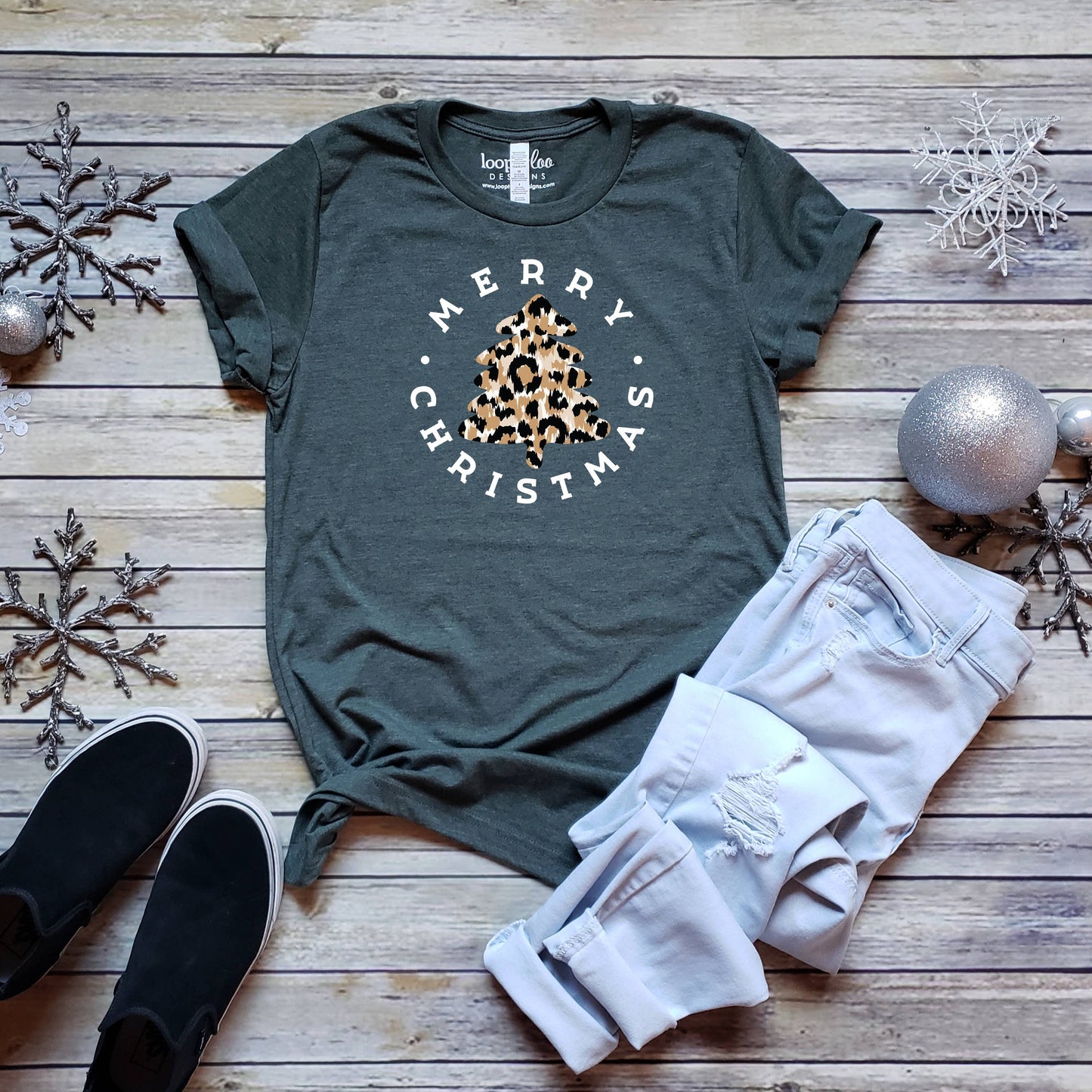 Merry Christmas Leopard Tee | Christmas | Sizes XS-2XL