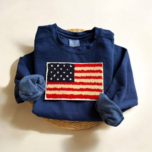 Comfort Colors American Flag Sweater, 4th of July Clothing