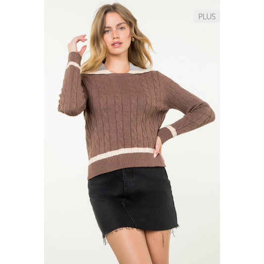 /Size Xl/ Knit Collared Sweater Top