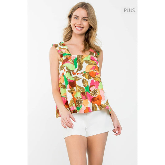 /Size Xl/ Floral Print Tank Top