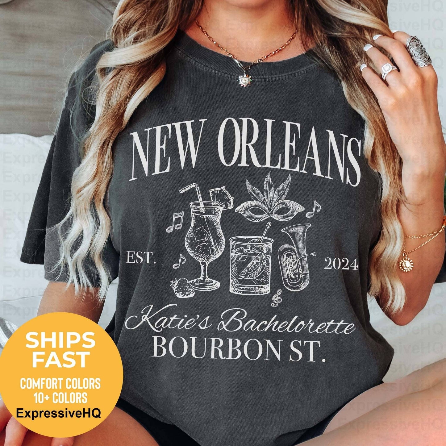 Custom New Orleans Bachelorette Tee  Mardi Gras Bridal Party