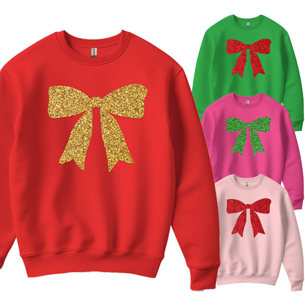 Large Glitter Ribbon Warm Fleece Sweatshirt