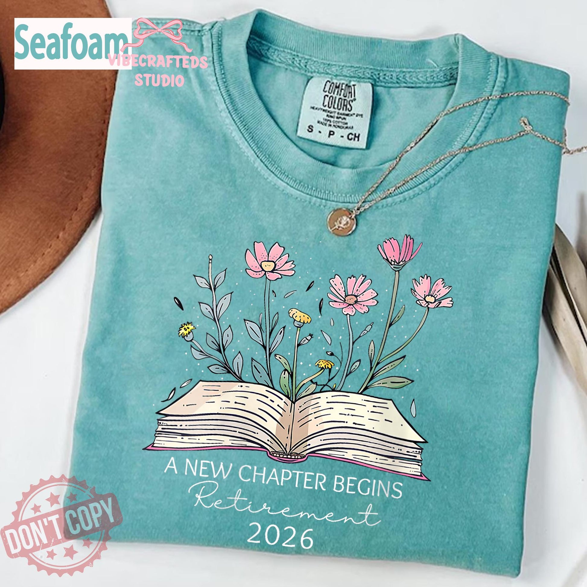 Retirement 2026 Teacher Chapter Begins Teacher Retirement Book Lover Floral Comfort Colors Tee (3)