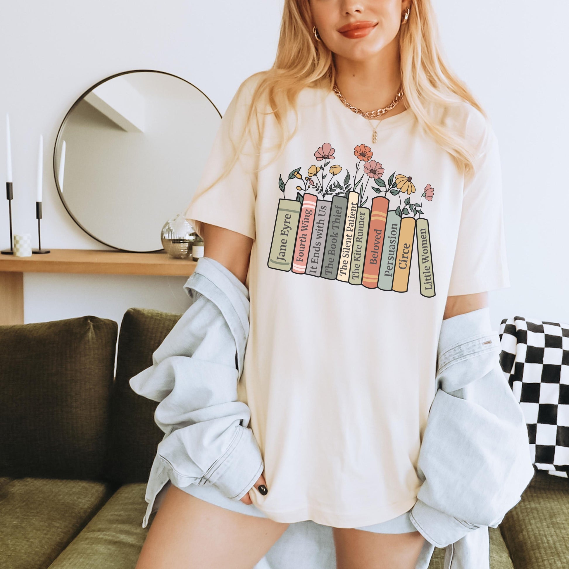 Personalized Bookshelf Custom Book Birthday Christmas Book Club Tee Reading Fandom Merch Librarian Teacher (3)