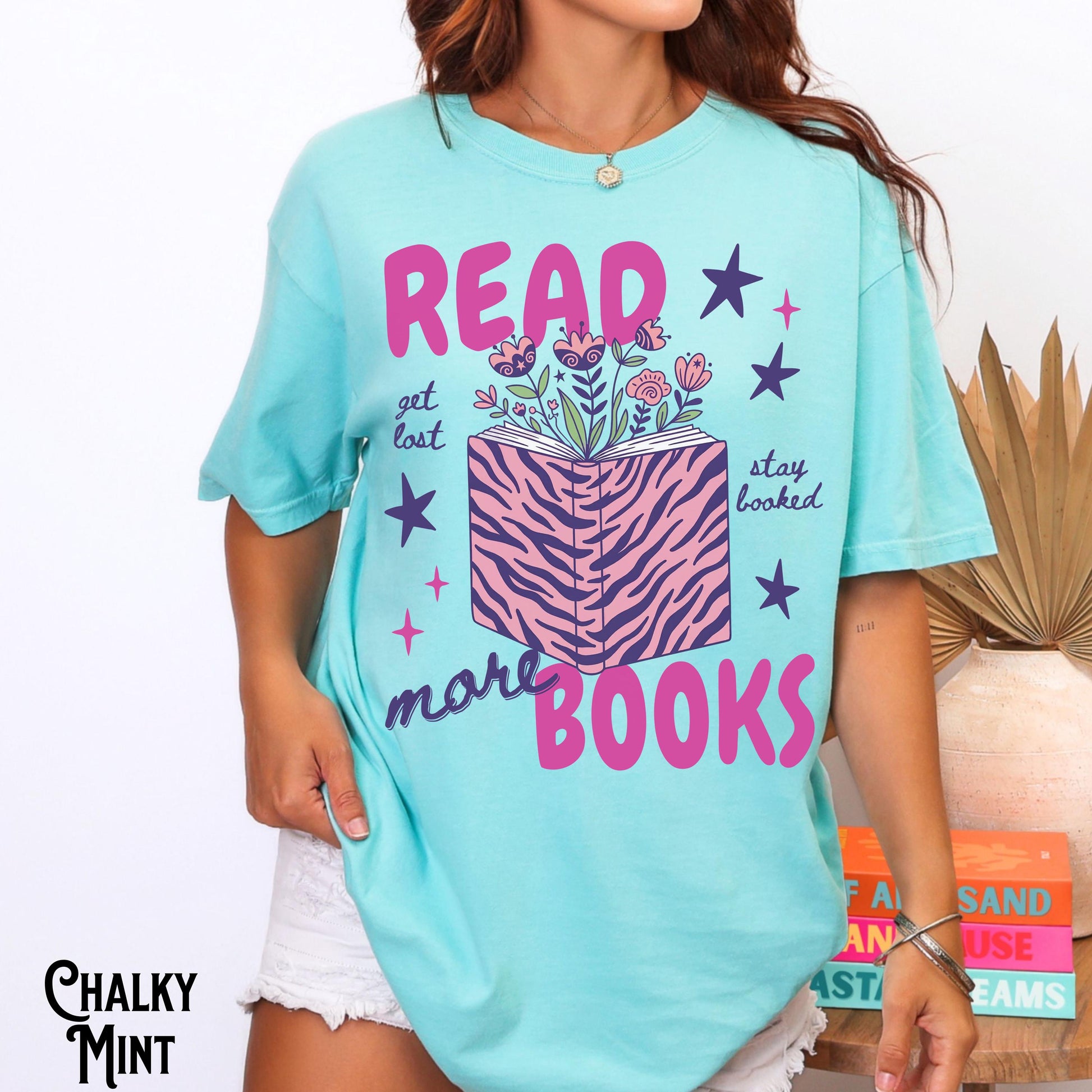 Comfort Colors Bookish Teacher Tee Read More Books Boho Floral Reading Literature Language Arts Ela Literacy (3)