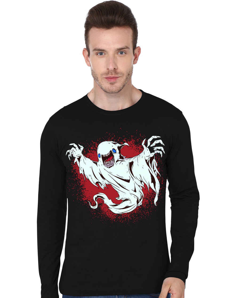 Creepy Ghost Halloween Bloody Full Sleeve T-Shirt
