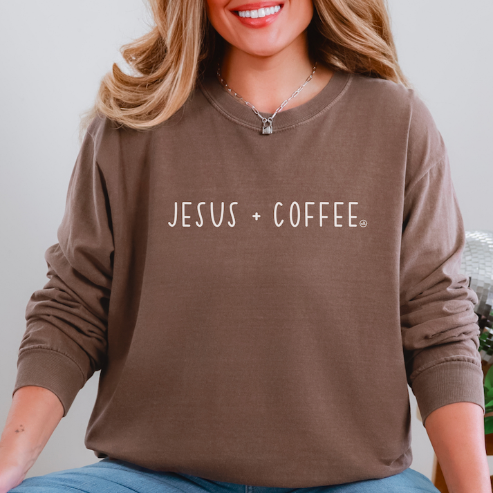 Jesus + Coffee Espresso Long Sleeve T-Shirt