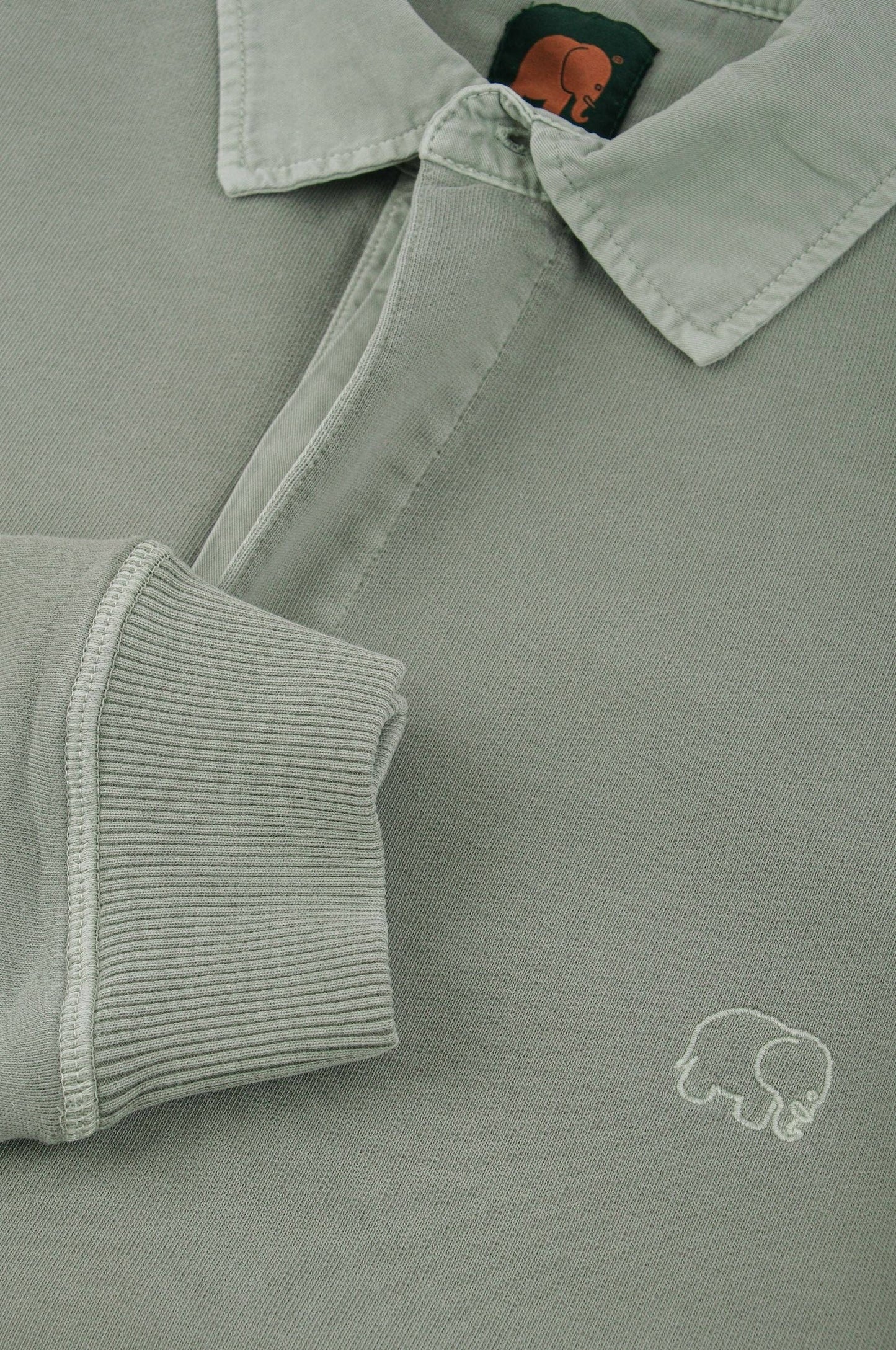 Carvalho Pigment Heavyweight Polo Sweater Silver Green