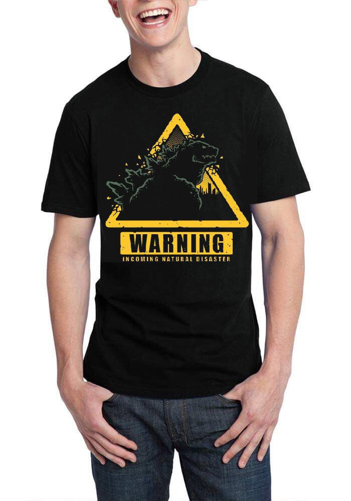 Godzilla Warning Incoming Natural Disaster Black T-Shirt