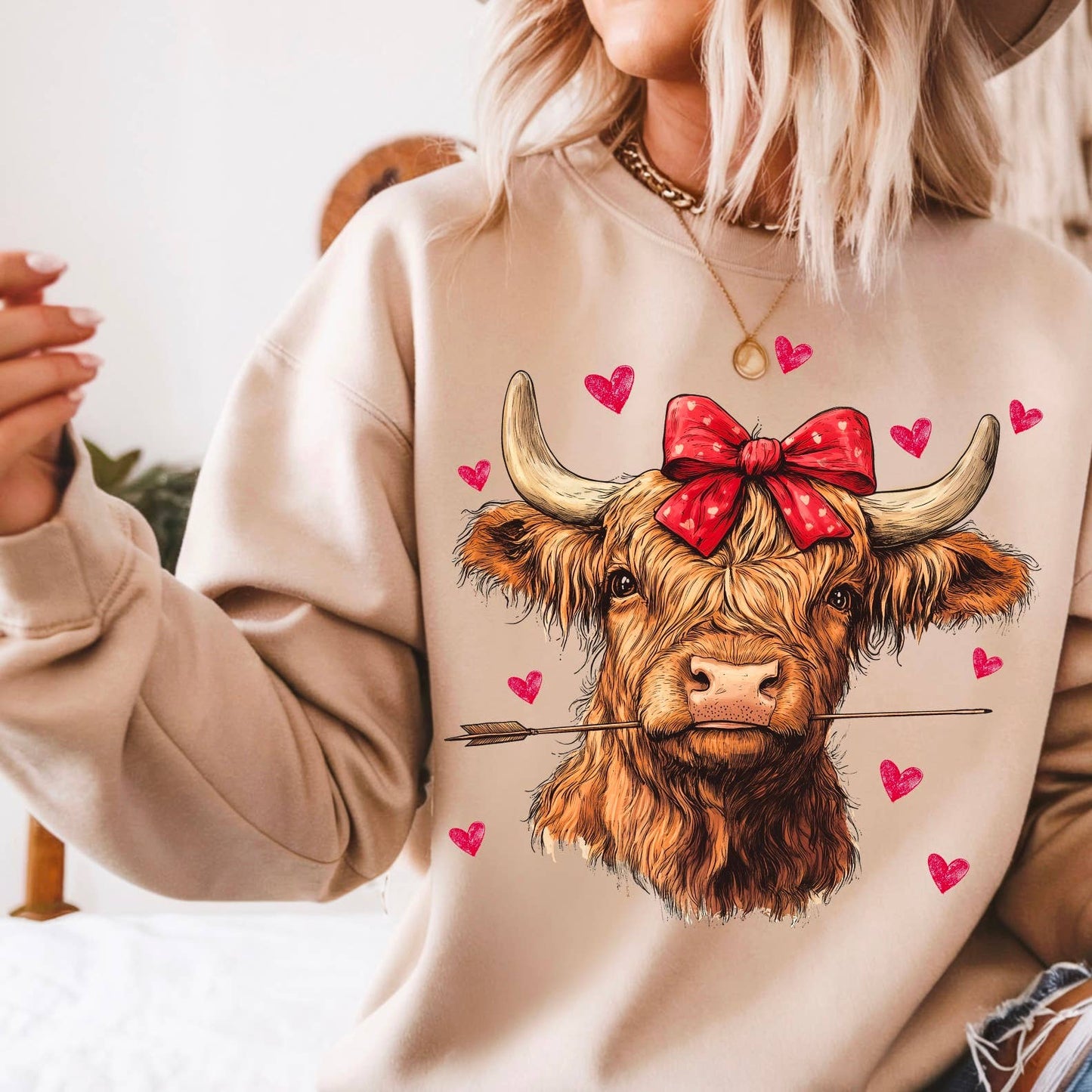 Valentine's Day Sweatshirt  | Highland Cow