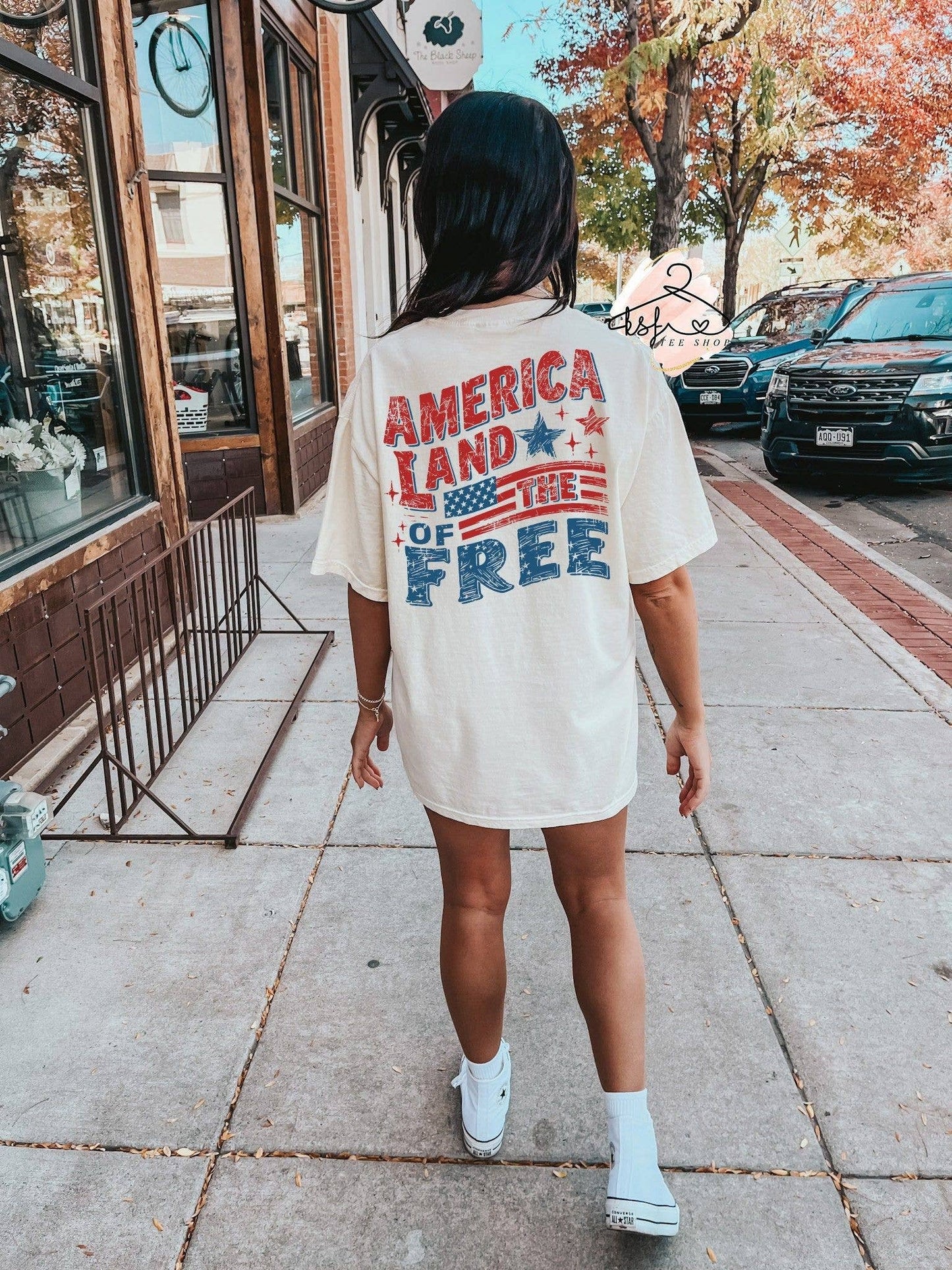 Land of the Free Distressed USA Flag Fourth of July Tee