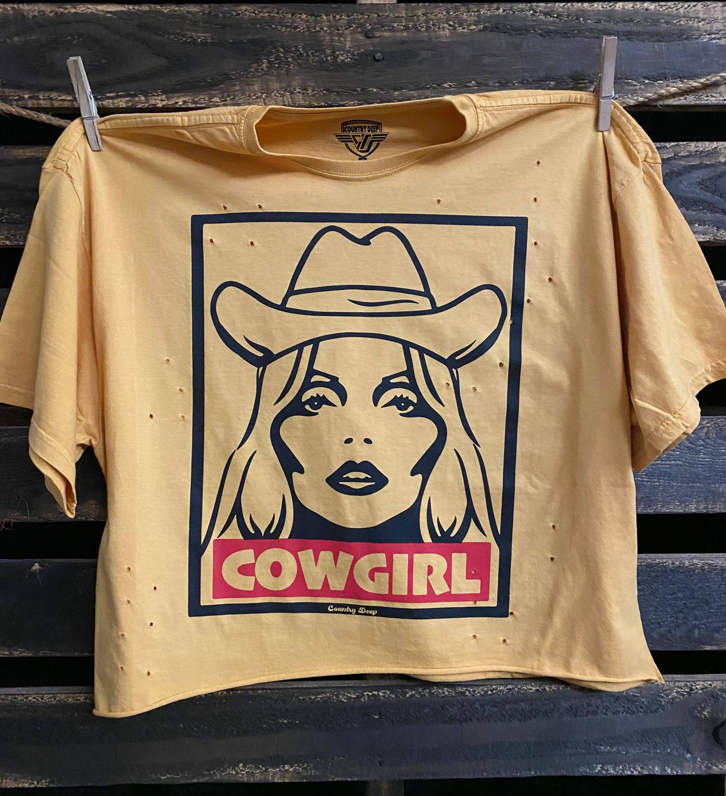 Cowgirl Oversized Cropped Distressed T Shirt