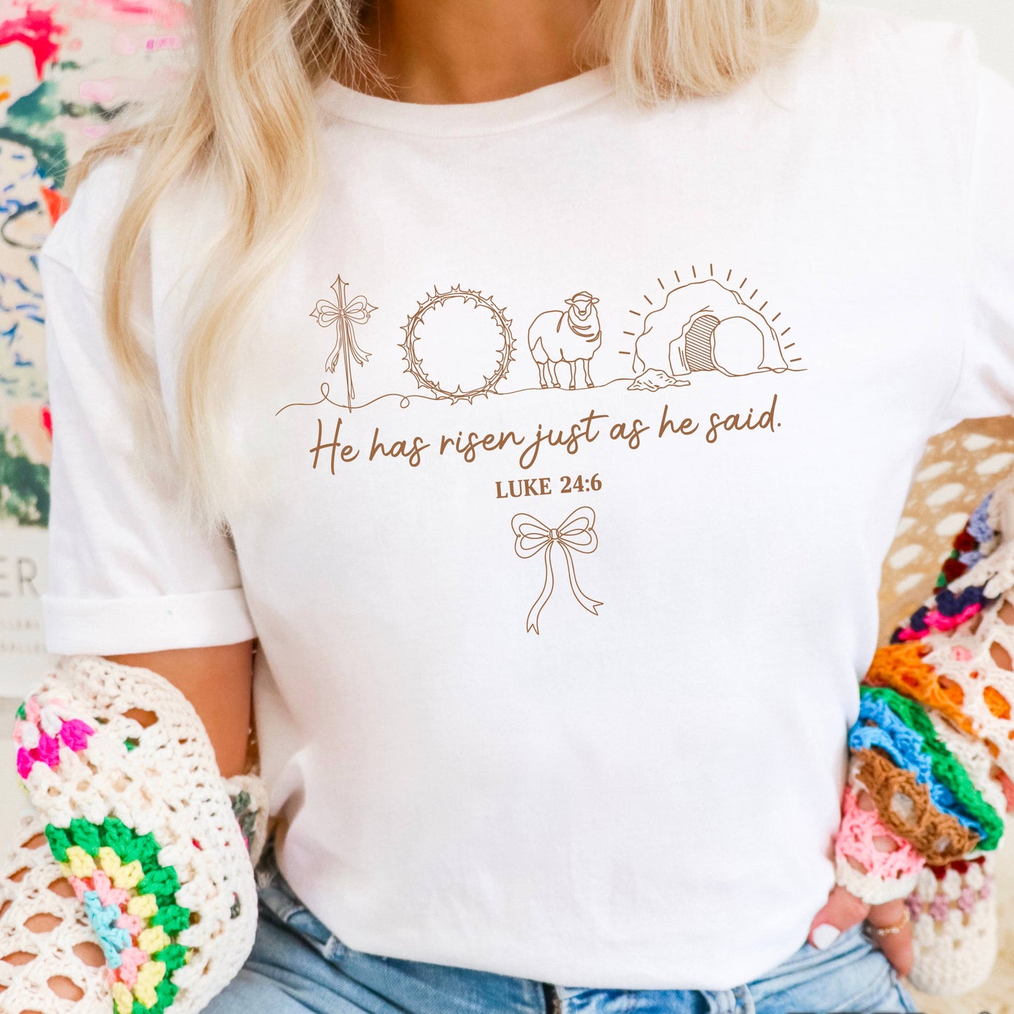 He Is Risen Easter Graphic T-Shirt | Gildan