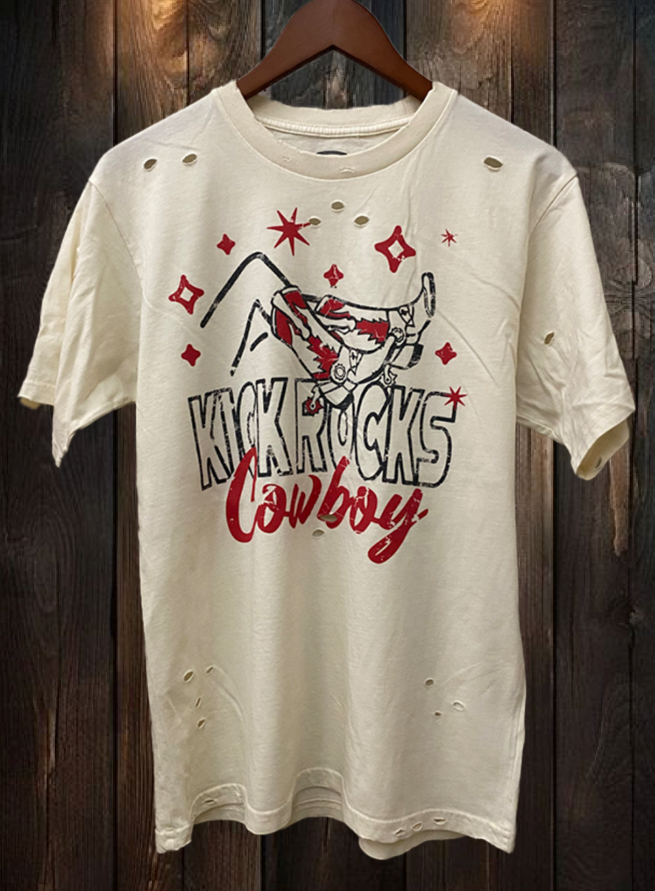 Kick Rocks Cowboy Distressed 80's Vintage T Shirt