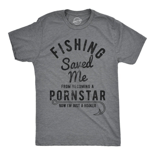 Fishing Saved Me Funny Mens Fishing T Shirt Fishing Graphic