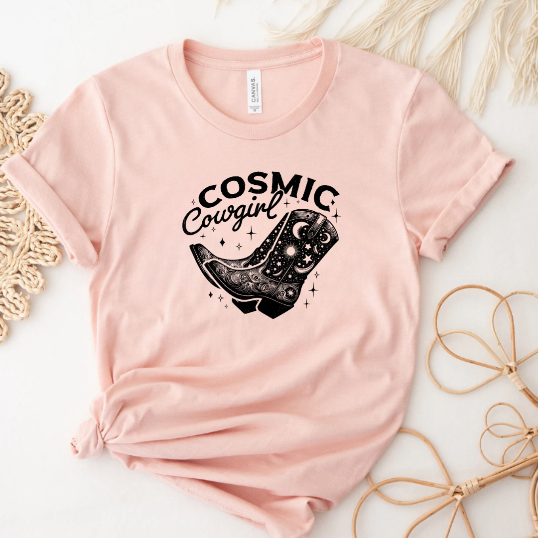 Cosmic Cowgirl Western Glam Graphic Tee Blush or Cream