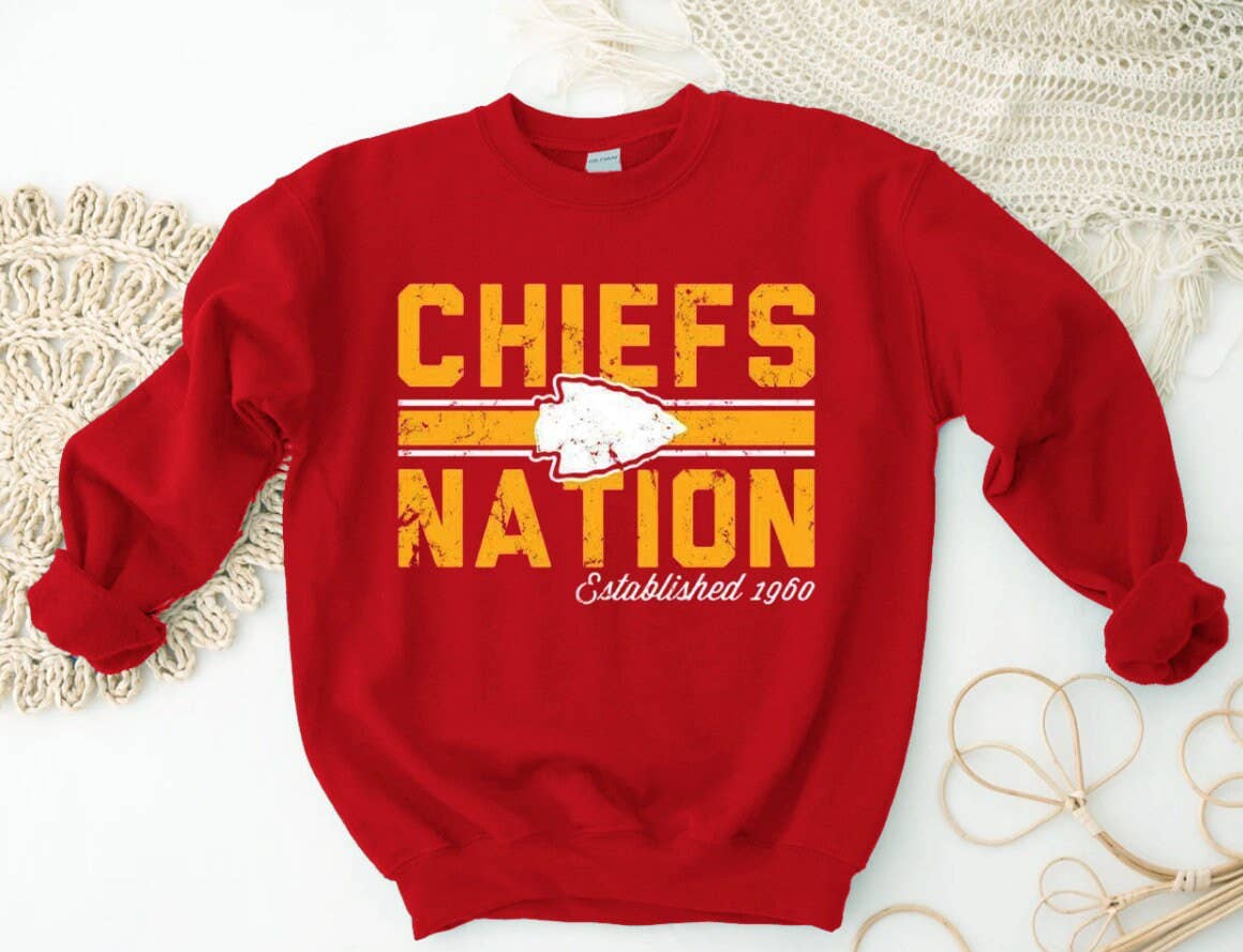 Kansas City Football Nation Est 1960 Vintage Red Sweatshirt
