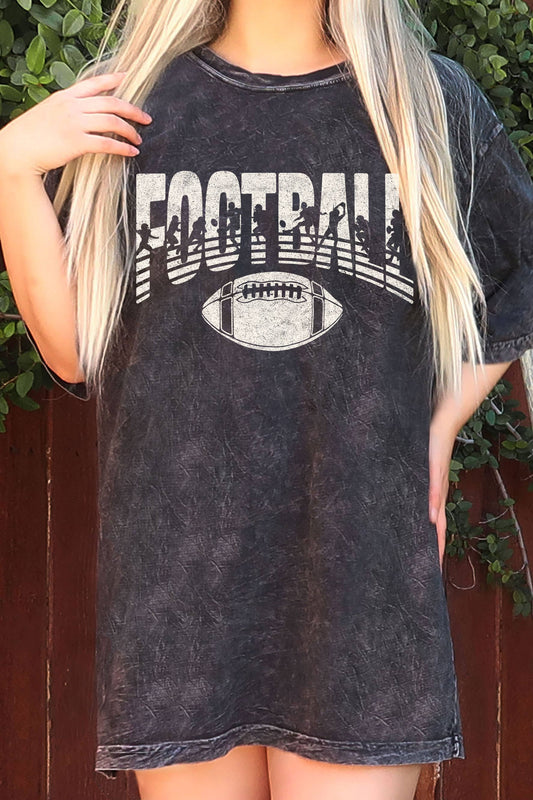 Football Player Oversize Mineral Graphic Tshirt