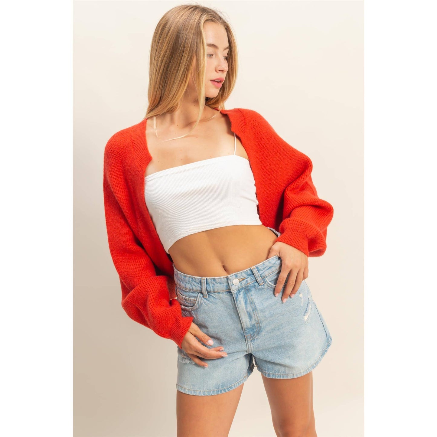 Cropped Shrug Cardigan Sweater
