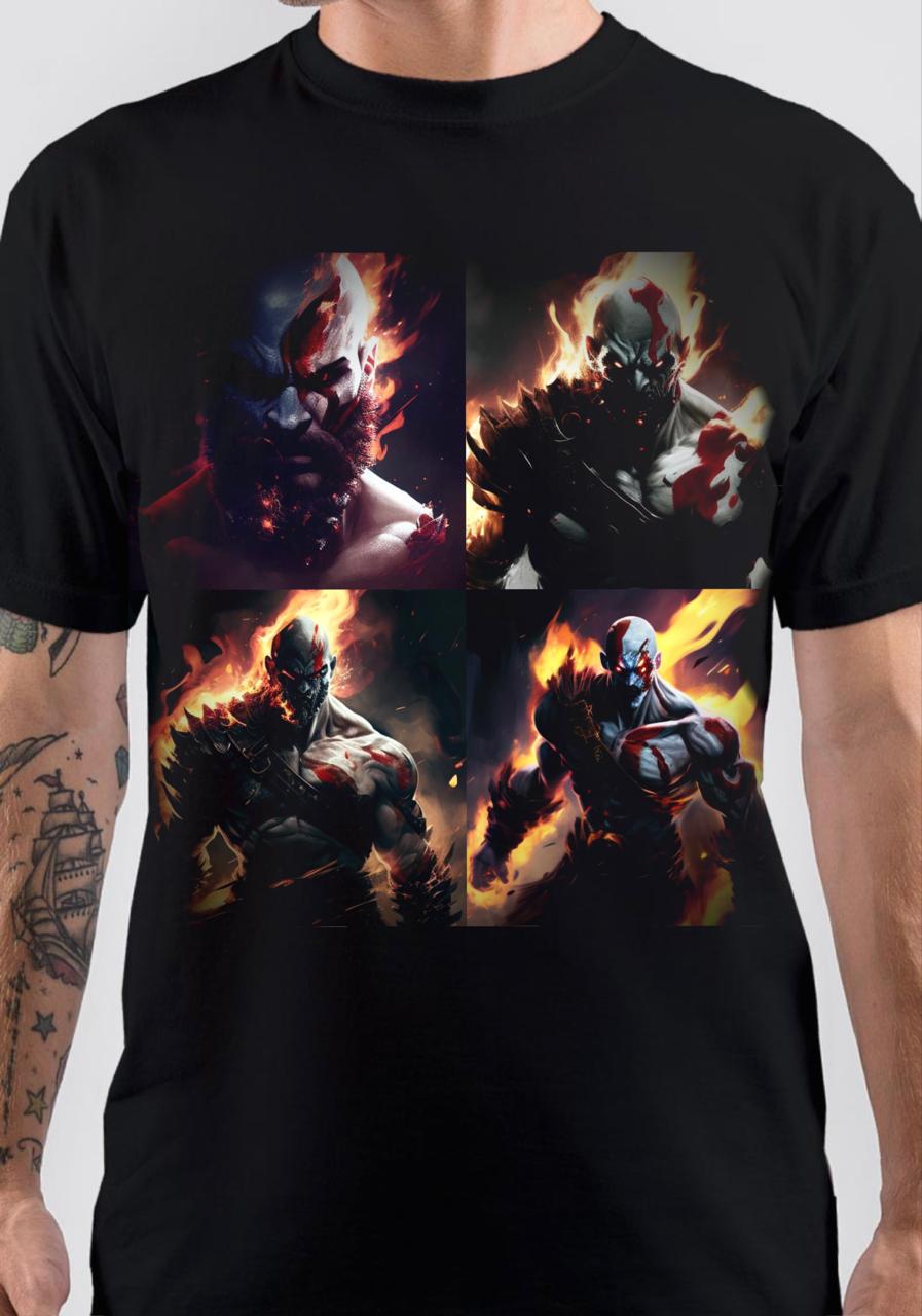 God Of War Half Sleeve Black T-Shirt