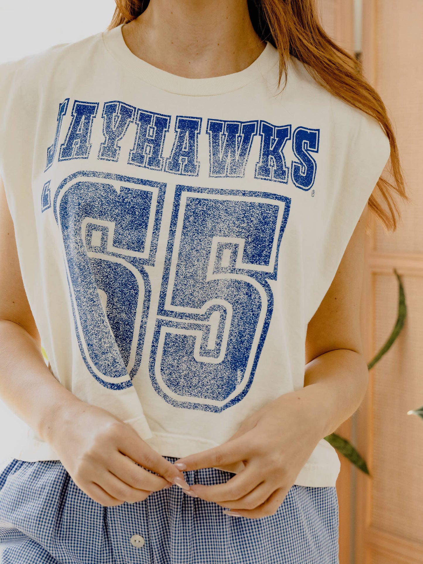 Ku Jayhawks Player Off White Tank Top