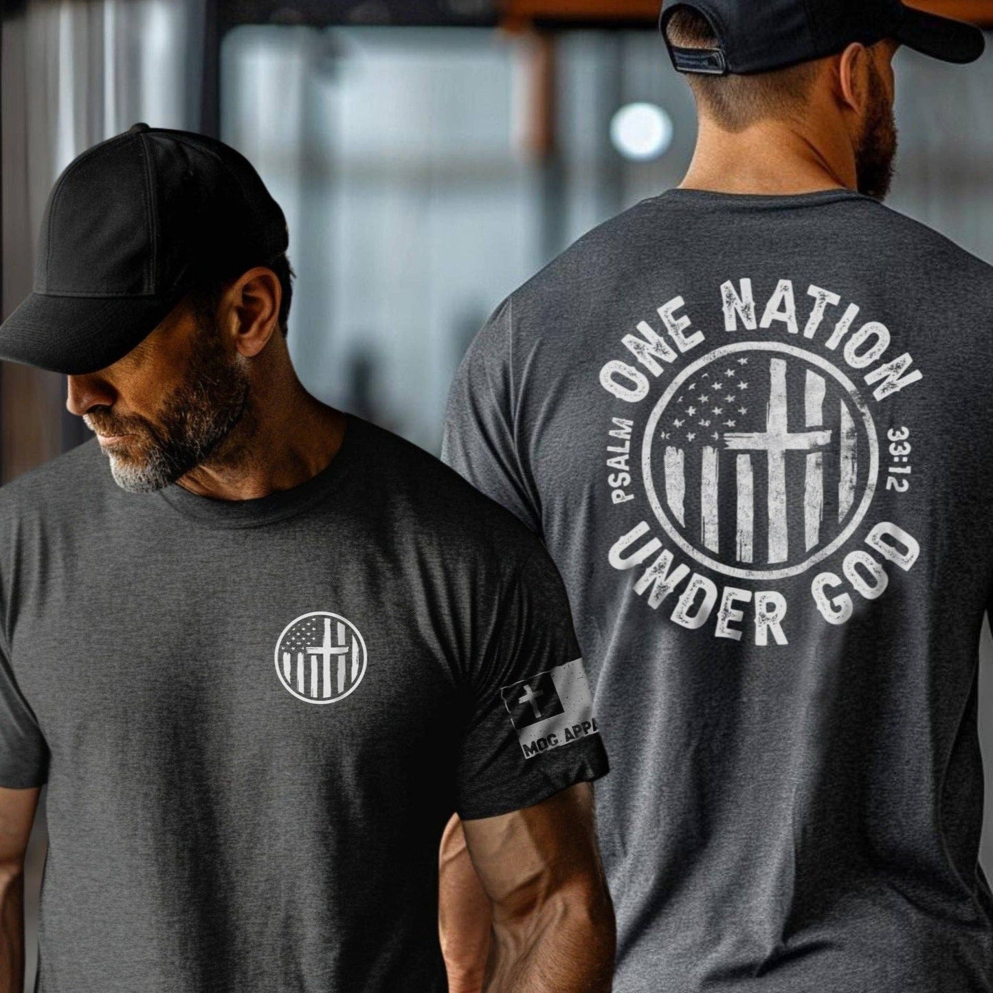 One Nation Under God Cross Christian Graphic Tee