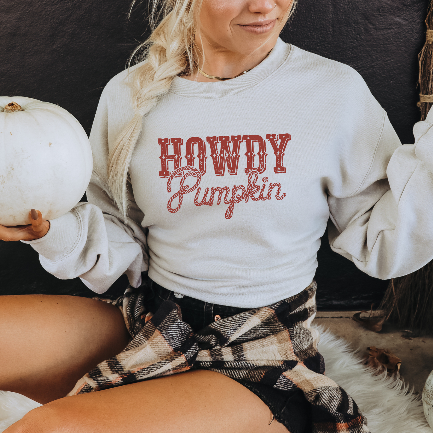 Howdy Pumpkin Fall Crewneck Sweatshirt Hoodie Halloween