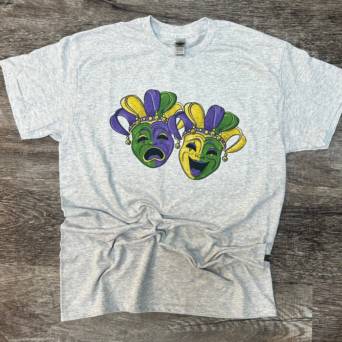 Mardi Gras Masks On Ash Gray Tee