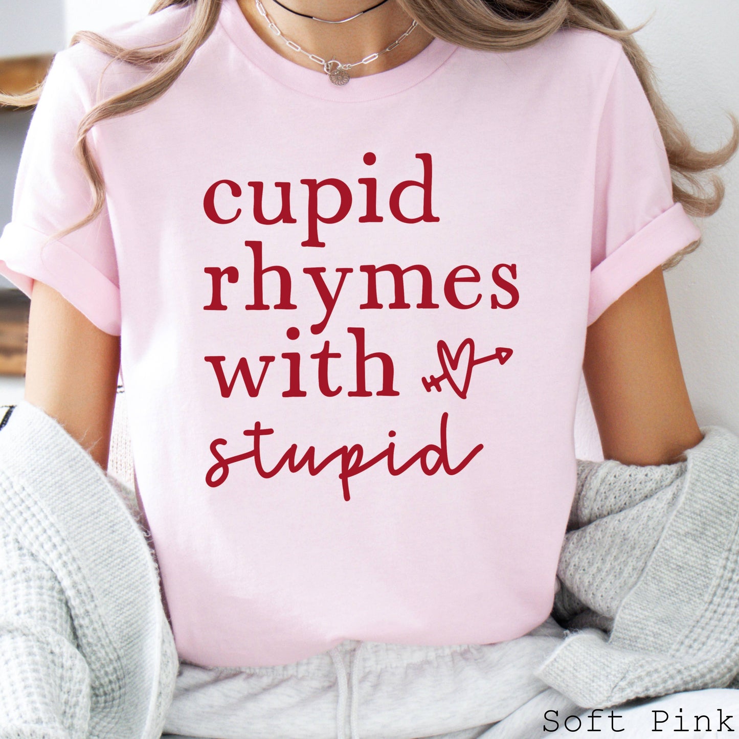 Cupid Rhymes with Stupid Valentine Graphic Tee |Bella Canvas