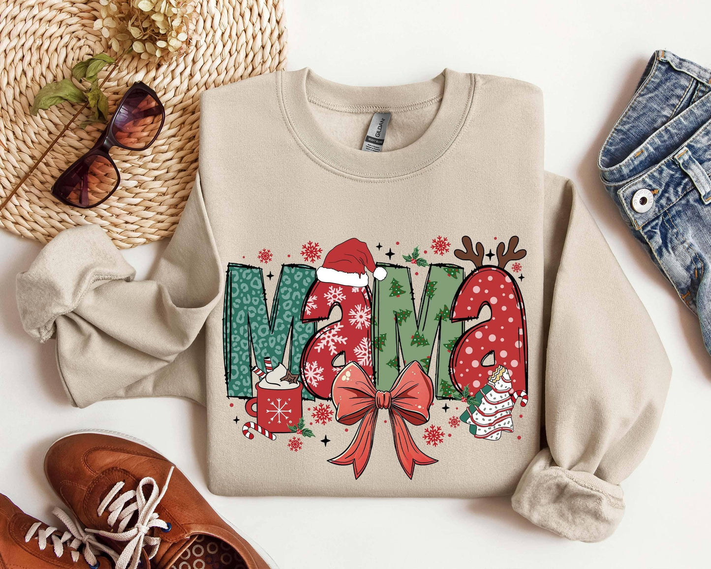 Mama Claus Christmas Sweatshirt - Holiday Gift For Mom