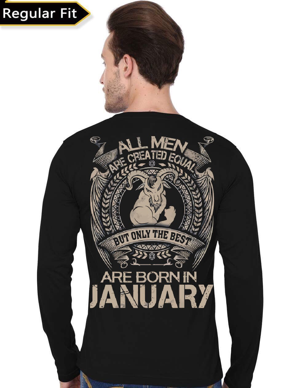 Legends Are Born In January Black Full Sleeve T-Shirt