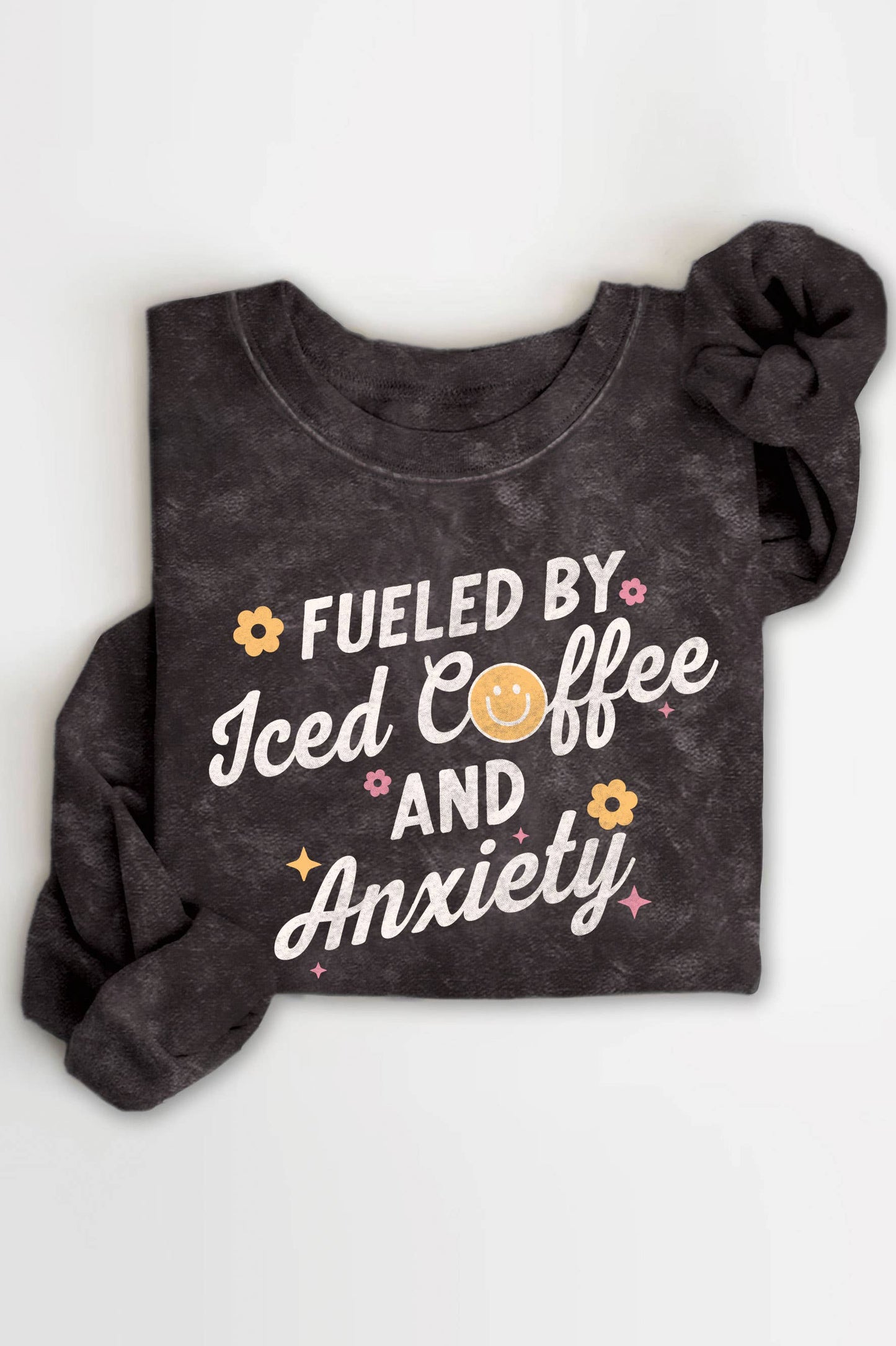 Fueled By Iced Coffee Graphic Mineral Brushed Sweatshirt