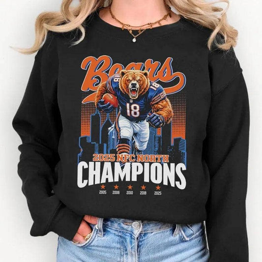 Chi-Cago Football 2025 Nfc North Division Champs Hoodie
