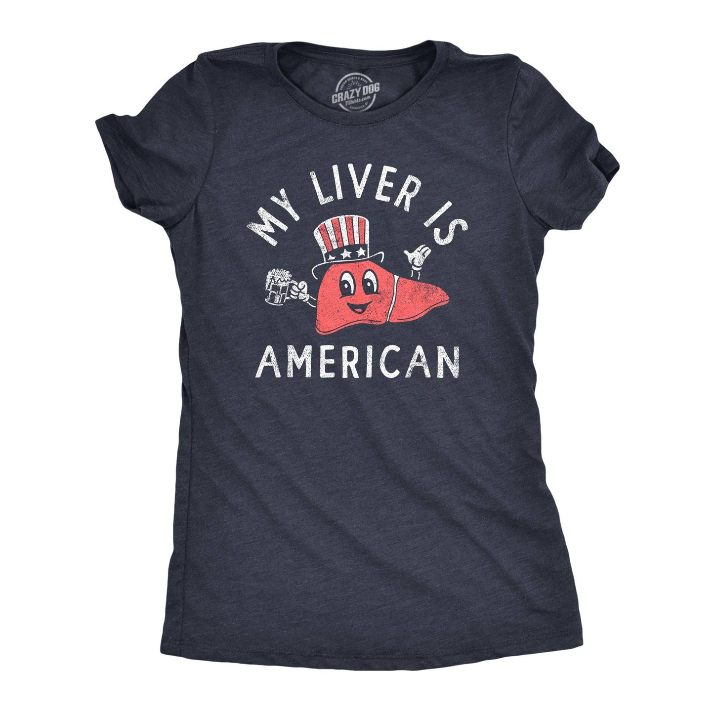 My Liver Is American Women's Tshirt Fourth of July Graphic