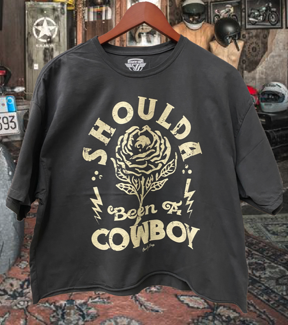 Shoulda Been A Cowboy Oversized  Cropped  T- Shirt
