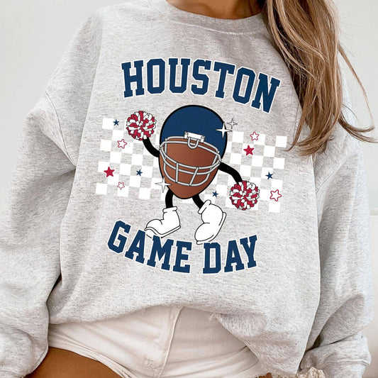 Houston Football Game Day Crewneck Sweatshirt