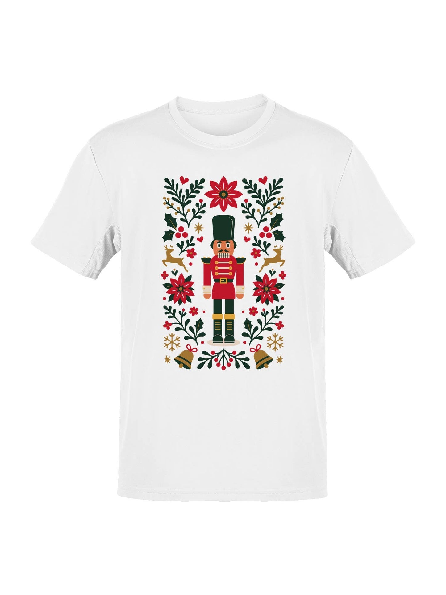 Festive Nutcracker and Florals Design Men's T-Shirt